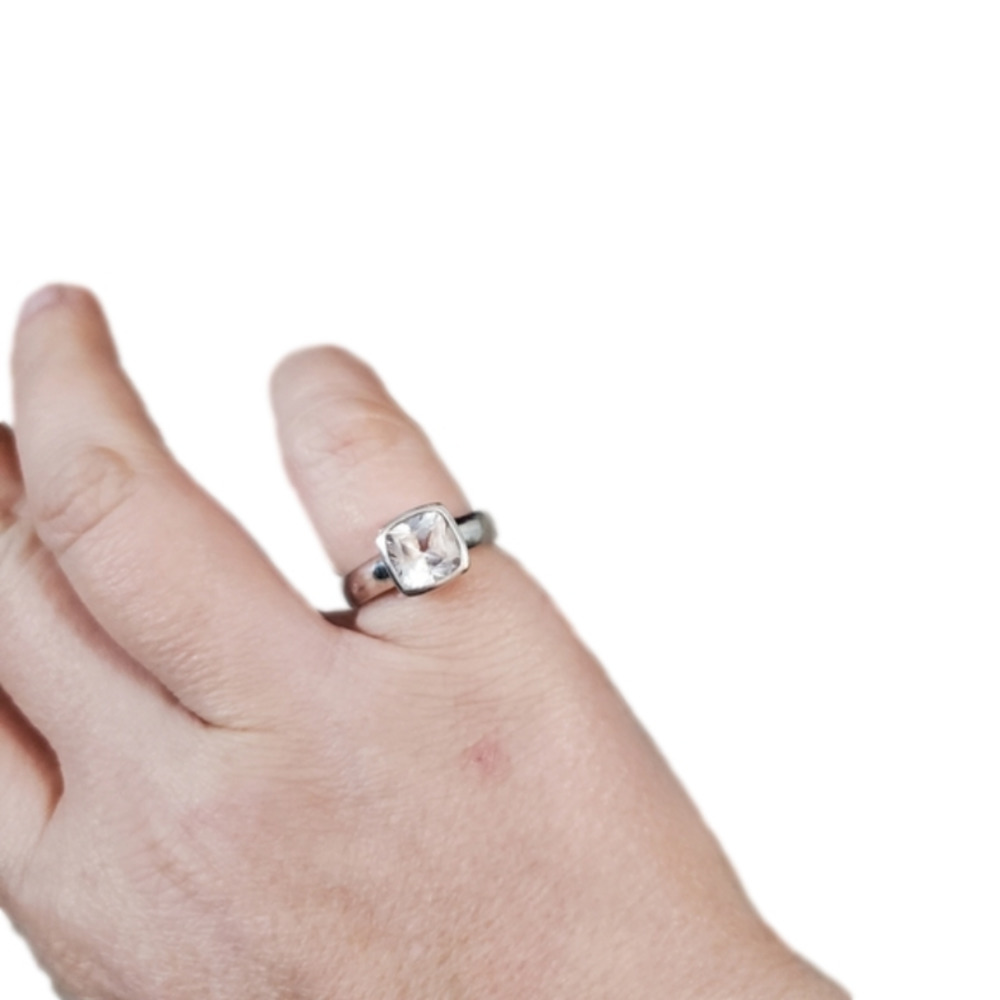Silver and Clear Ring with 925 Marking on Inside